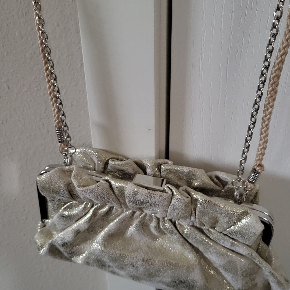 Charming Charlie Gold Clutch & Crossbody Purse - Picture 5 of 10
